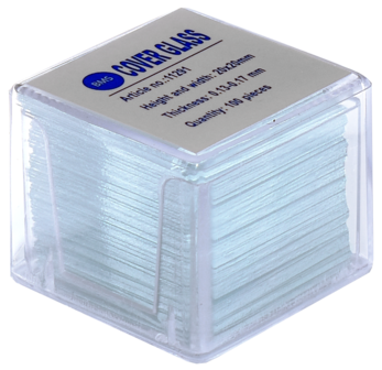 Pure white BMS cover slips 20 x 20 mm, 100 pieces, 0.13 - 0.17 mm