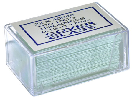 Pure white BMS cover slips 22 x 40 mm, 100 pieces, 0.13 - 0.17 mm