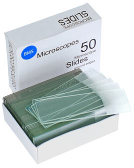 BMS microscope slides 76 x 26 mm, single frosted, 1.2 - 1.4 mm thick, 50 pcs.