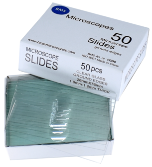 BMS microscope slides 76 x 26 mm with single cavity 1.0 - 1.2 mm thick