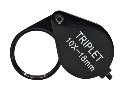 Folding pocket magnifier triplet, 10x