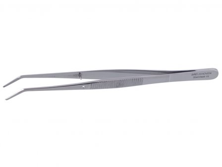 Forceps, curved, fine tip, 130 mm