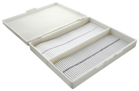 Microscope slide box for 100 slides