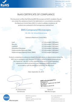RoHS Microscopios compuestos BMS Serie 100 FL, 200 FL, 136, 146 y EduLed