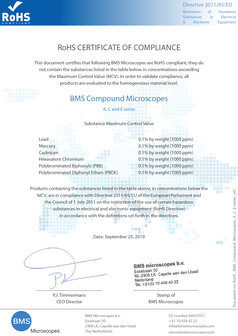 RoHS BMS doorlicht Microscopen A, C &amp; E serie