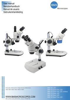 Manual de usuario de los microscopios estereosc&oacute;picos BMS XL series 130, 133, 140 y 143