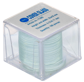  Helderwit BMS dekglaasjes rond &Oslash; 18 mm, 100 stuks, 0,13 - 0,17 mm