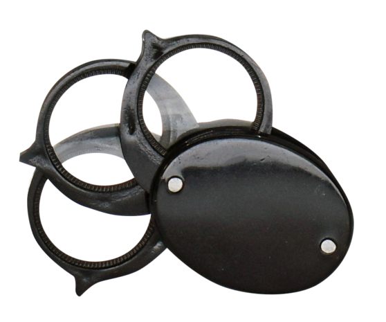 Folding pocket magnifier three lenses, 4x/8x/12x